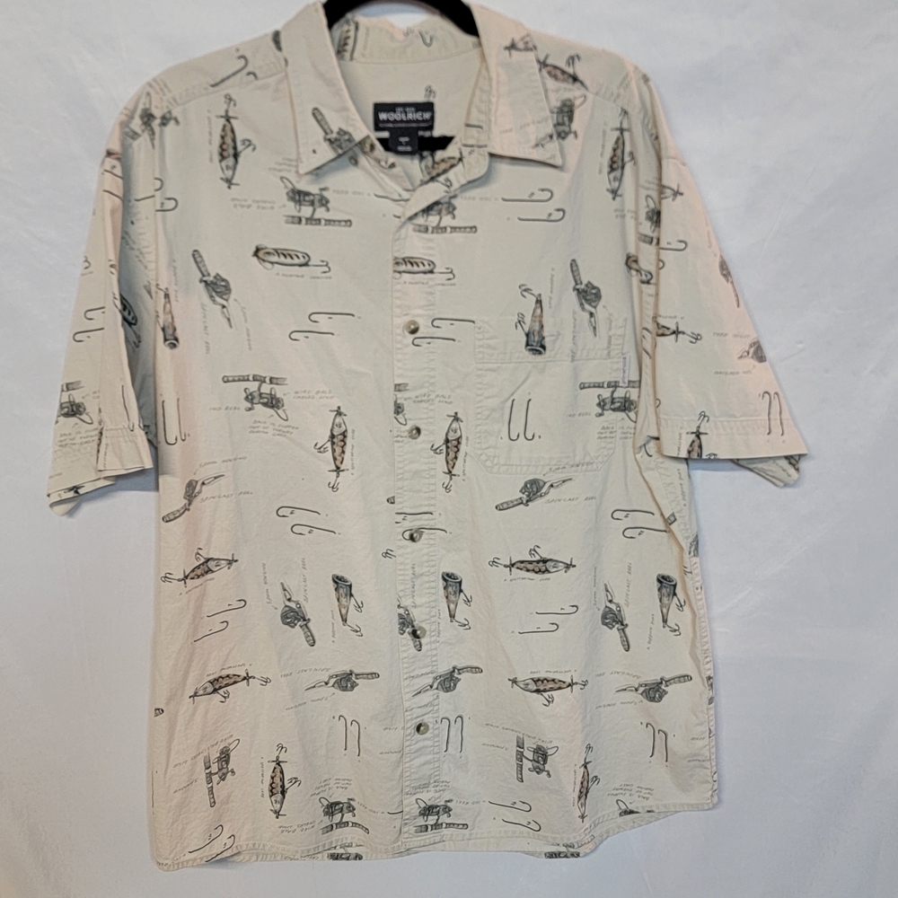 Woolrich Fishing Print Button Down Shirt